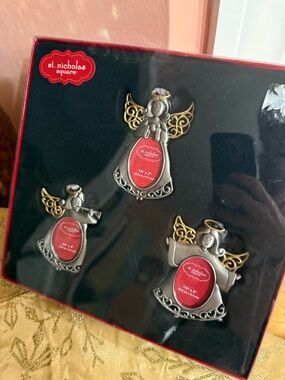 NEW IN BOX! St NICHOLAS Angel  Ornaments photo Frames Set of 3